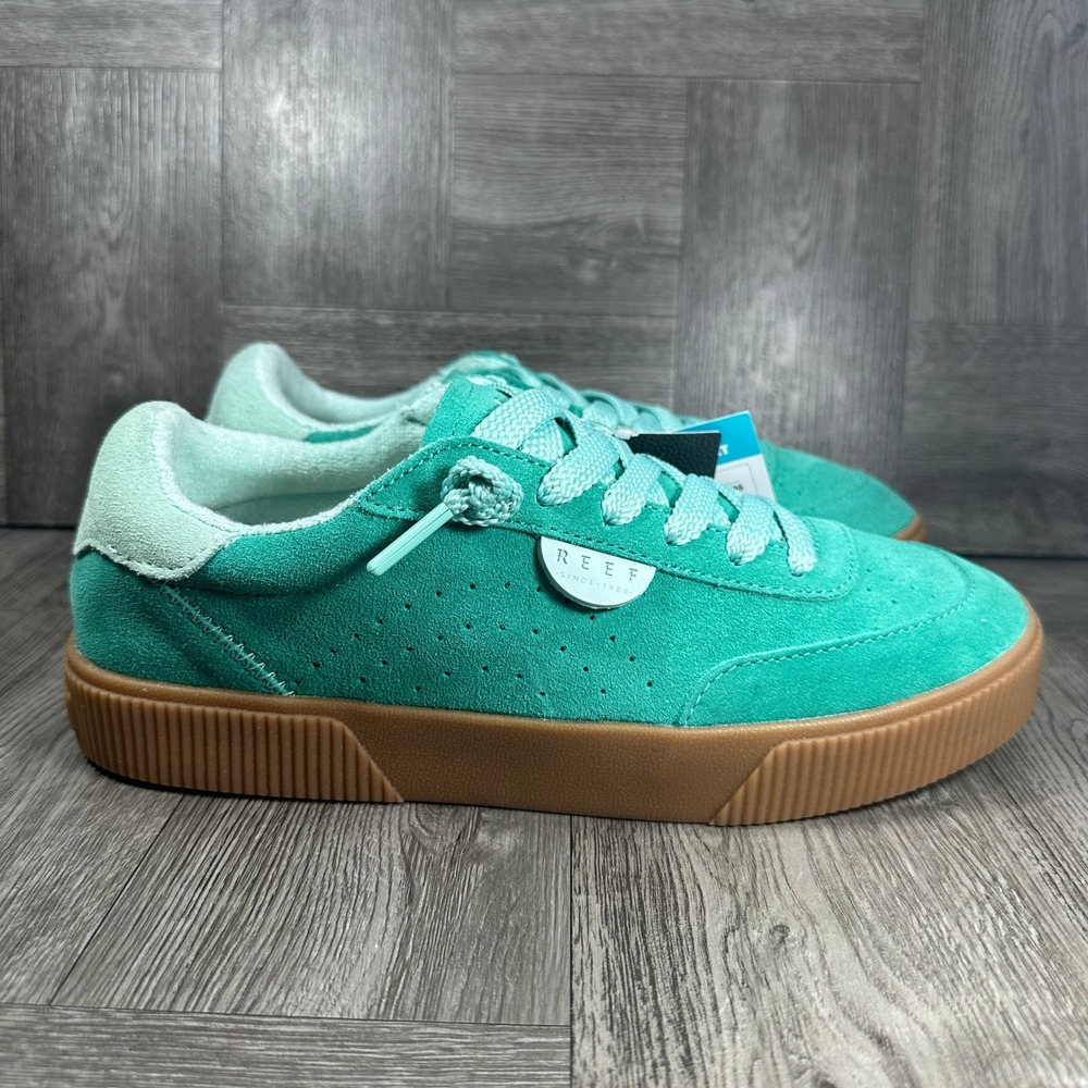 Reef Sneaker Lay Day Seas Women 9 Green Duo Suede Platform CJ7205 NEW